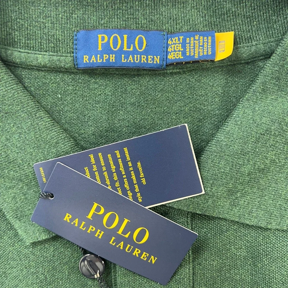 NWT Polo Ralph Lauren 4XLT‎ Big & Tall Hunter Green Mesh Long Sleeve Polo Clasic